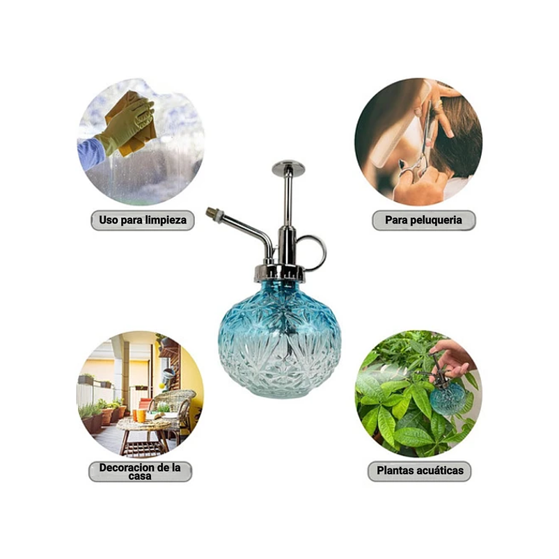 Regadera Plantas Spray En Vidrio Vintage X200ml Rociador 10