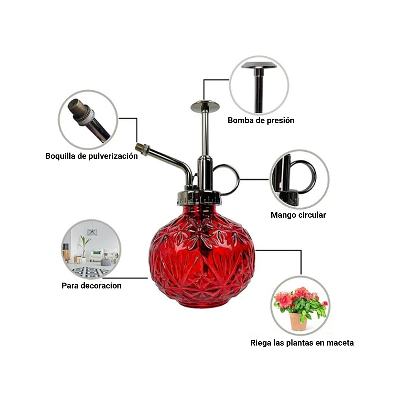 Regadera Plantas Spray En Vidrio Vintage X200ml Rociador 12