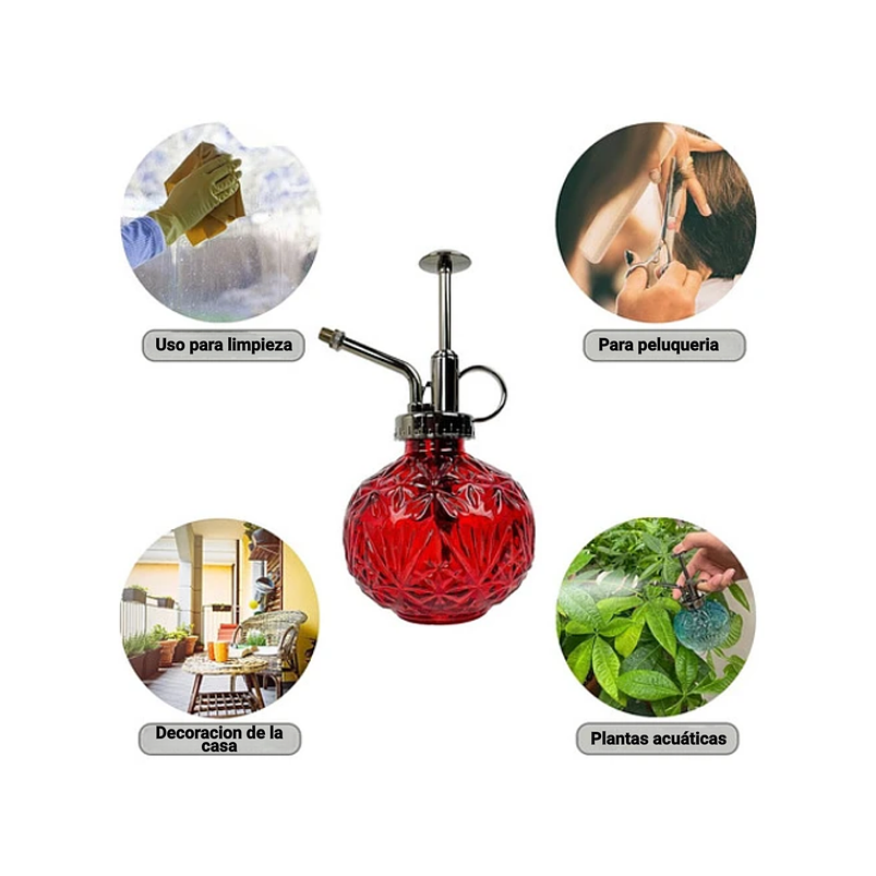 Regadera Plantas Spray En Vidrio Vintage X200ml Rociador 13