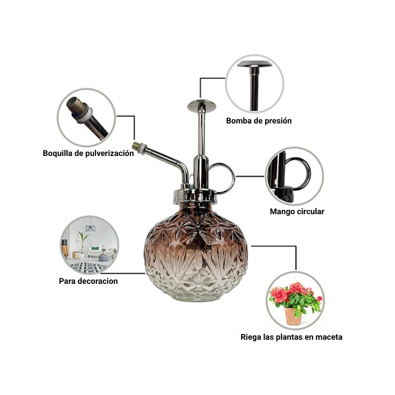 Regadera Plantas Spray En Vidrio Vintage X200ml Rociador 26