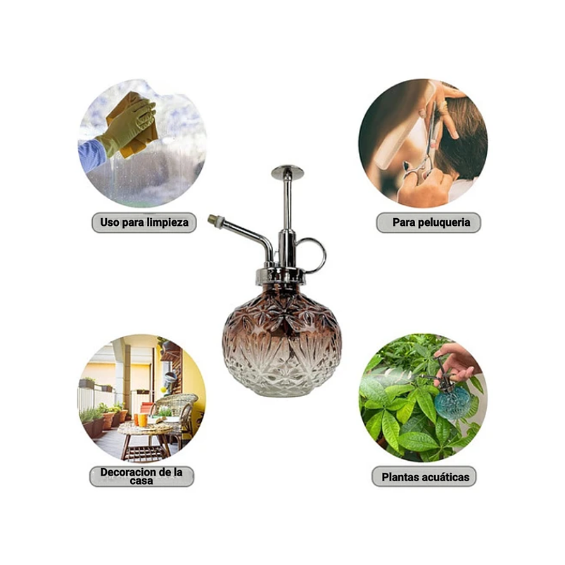 Regadera Plantas Spray En Vidrio Vintage X200ml Rociador 27