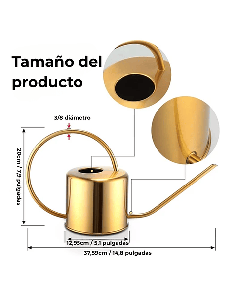 Regadera Chic De Plantas Jardinería X 1,3 Litros En Acero