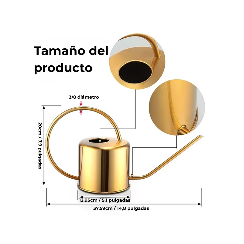 Regadera Chic De Plantas Jardinería X 1,3 Litros En Acero 2