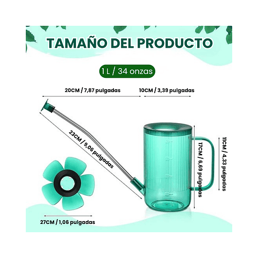 Regadera Premium para Plantas x1 Litro Salida Larga Acero 2