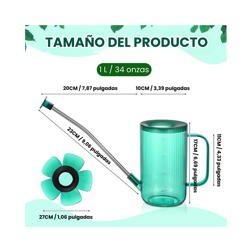 Regadera Premium para Plantas x1 Litro Salida Larga Acero 2