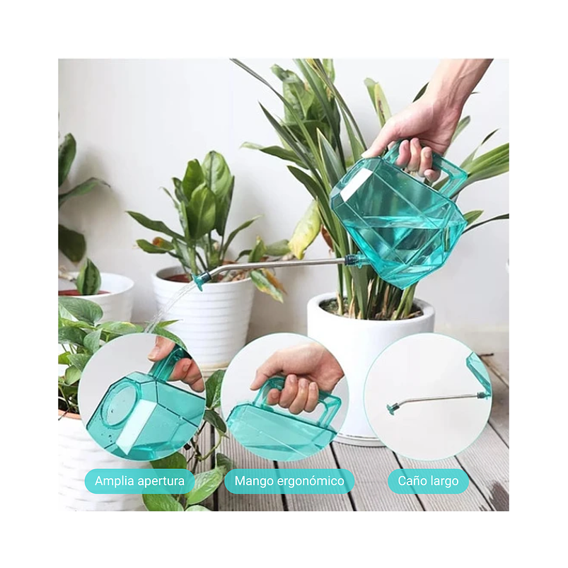 Regadera Premium Plantas 1.2lt +botella Exprimir De Riego 3