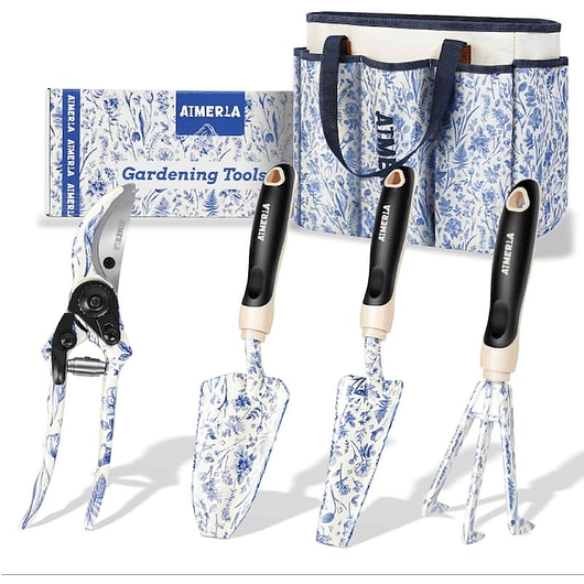 Juego x5 Herramientas Jardinería Resistente Con Bolso 2