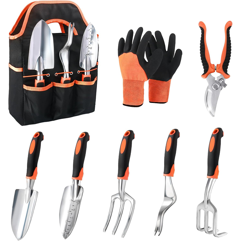 Kit De Herramientas De Jardín 8 Piezas Resistentes Con Bolsa 1