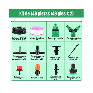 Sistema De Riego de Jardin y Plantas Kit Por Goteo Pulverizacion de 30mt + Accesorios