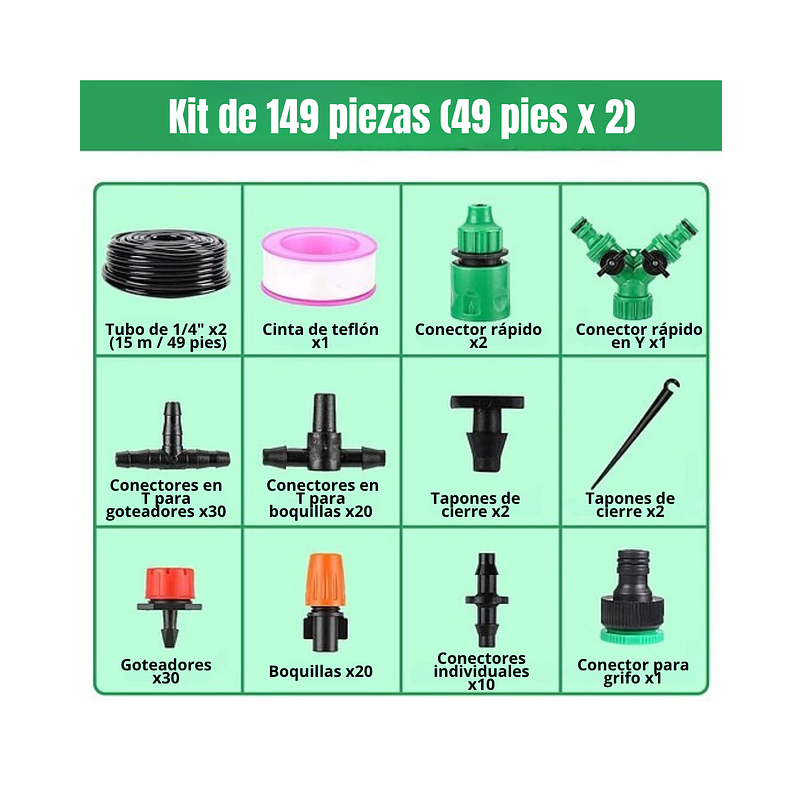 Sistema De Riego de Jardin y Plantas Kit Por Goteo Pulverizacion de 30mt + Accesorios 2