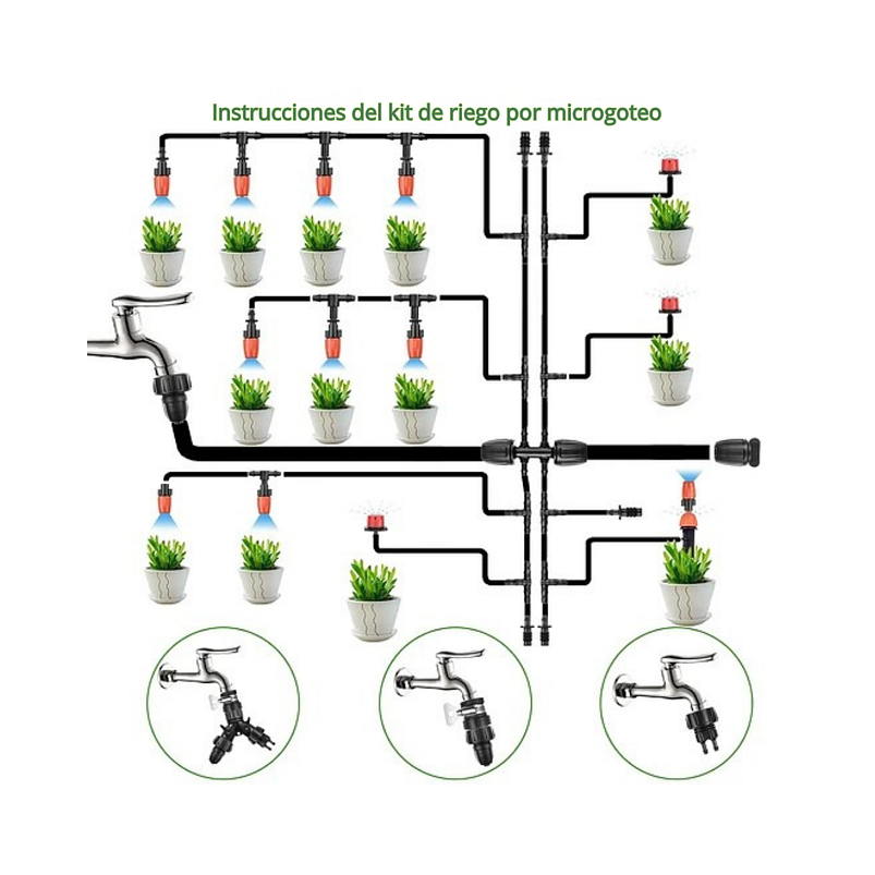 Kit De Riego Por Goteo, Aspercion y Pulverizacion de Jardines, Huertos y Plantas 3