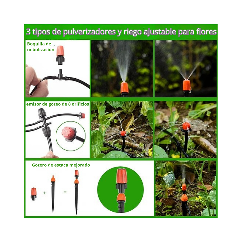 Kit De Riego Por Goteo, Aspercion y Pulverizacion de Jardines, Huertos y Plantas 8