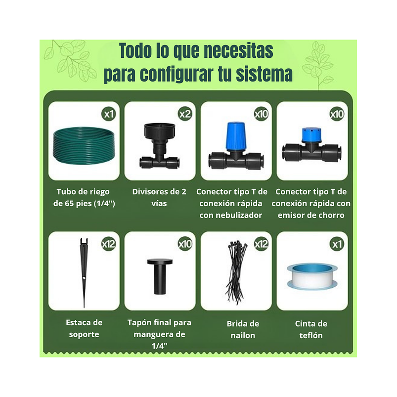 Sistema De Riego Por Goteo Huerto y Jardin x 20mts Con Conector Rápido 2