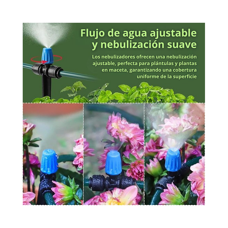 Sistema De Riego Por Goteo Huerto y Jardin x 20mts Con Conector Rápido 3