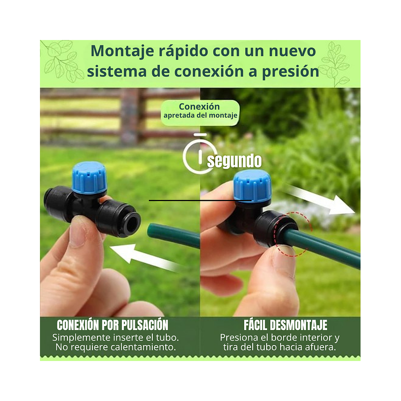 Sistema De Riego Por Goteo Huerto y Jardin x 20mts Con Conector Rápido 5