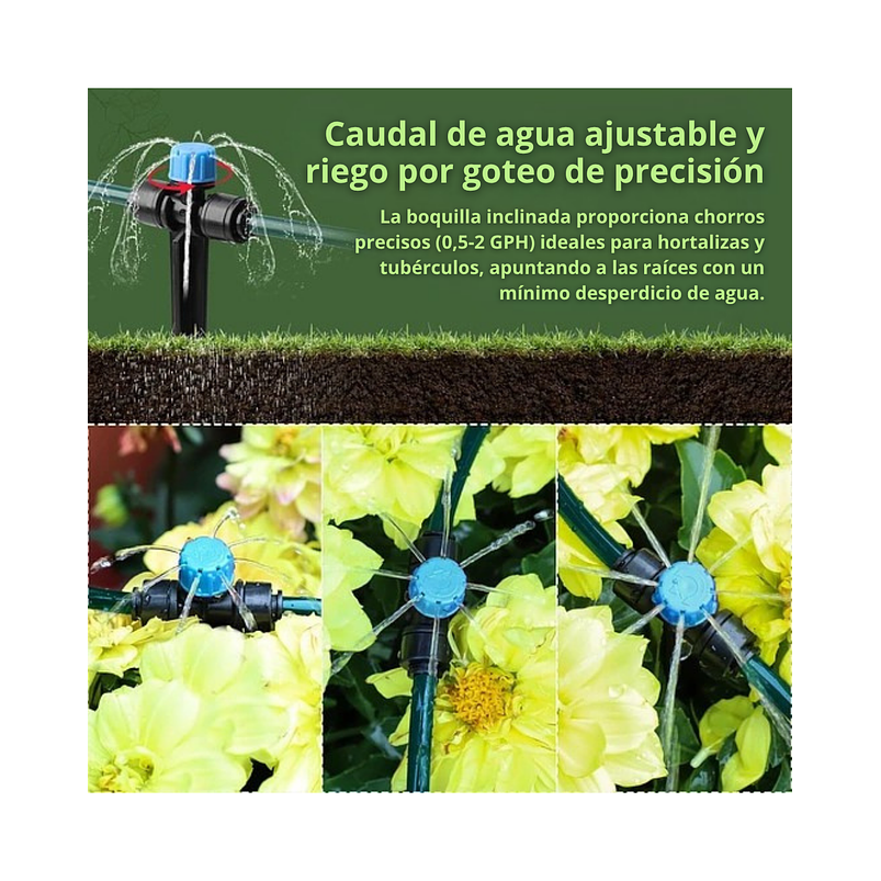 Sistema De Riego Por Goteo Huerto y Jardin x 20mts Con Conector Rápido 6