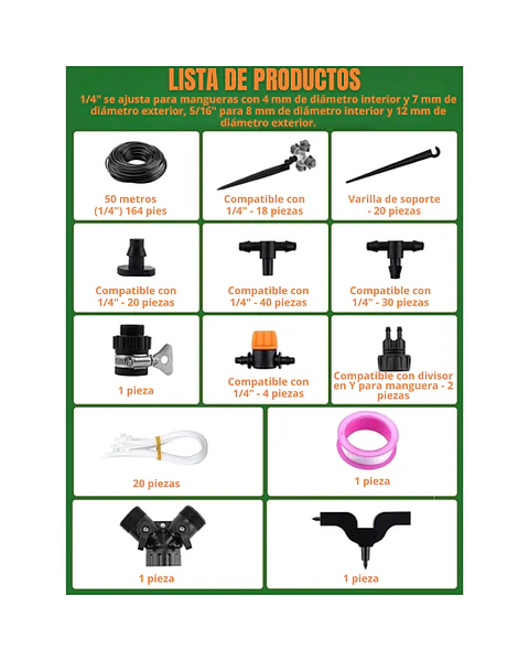 Sistema De Riego por Gotero, Aspersores y Nebulizadores para Plantas Jardín y Huertos