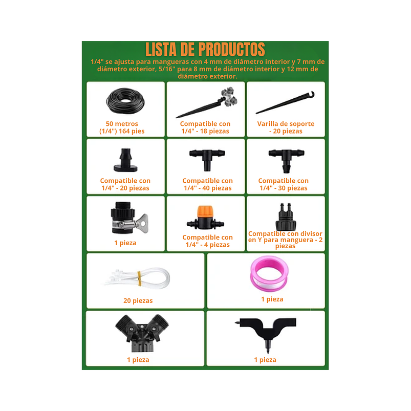 Sistema De Riego por Gotero, Aspersores y Nebulizadores para Plantas Jardín y Huertos 2