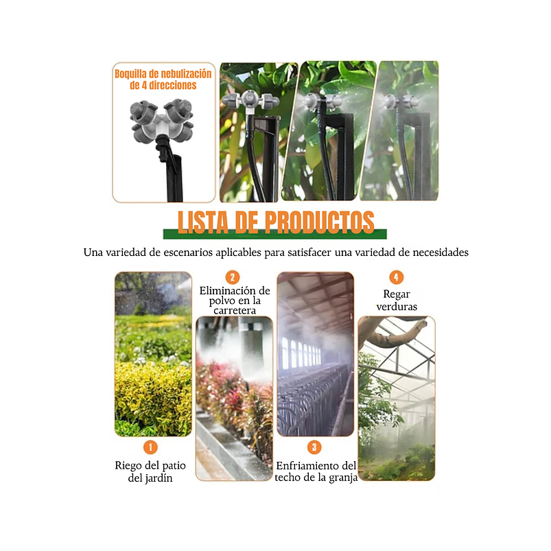 Sistema De Riego por Gotero, Aspersores y Nebulizadores para Plantas Jardín y Huertos 3