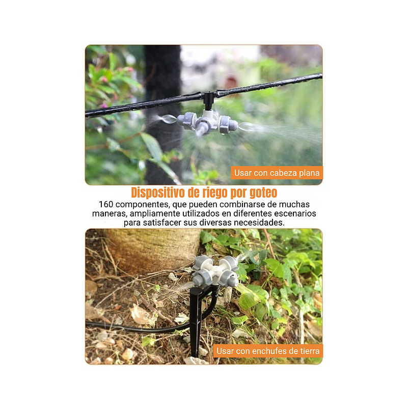 Sistema De Riego por Gotero, Aspersores y Nebulizadores para Plantas Jardín y Huertos 5