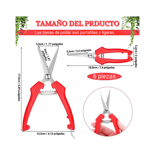 Tijera De Poda Y Despunte Plantas Punta Recta En Acero Inox 4
