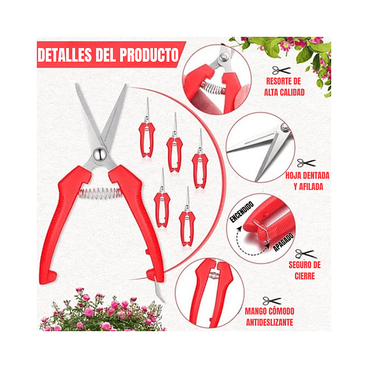 Tijera De Poda Y Despunte Plantas Punta Recta En Acero Inox 3