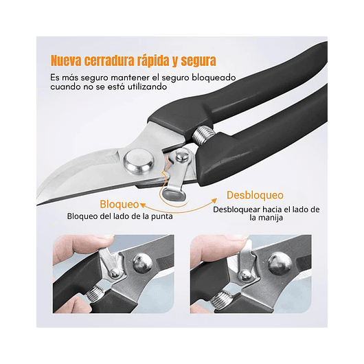 Tijera De Poda De Plantas Jardinería Acero Inoxidable X2 Und 3