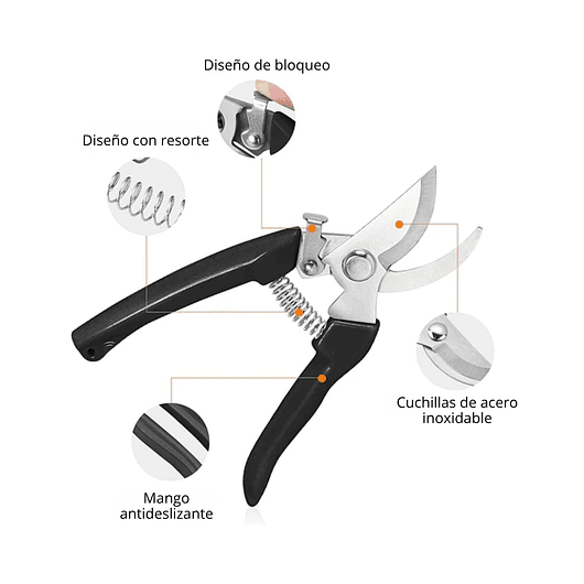 Tijera De Poda De Plantas Jardinería Acero Inoxidable X2 Und 4