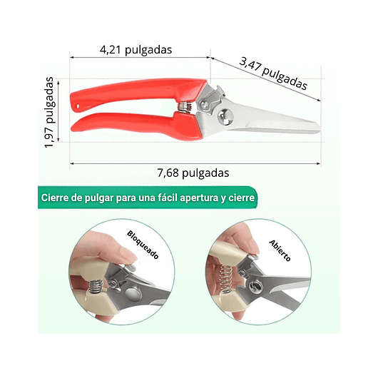 Tijera De Poda De Plantas Jardinería Acero Inoxidable X2 Und 10