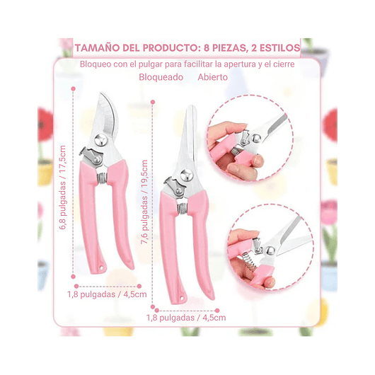 Tijera De Poda De Plantas Jardinería Acero Inoxidable X2 Und 20