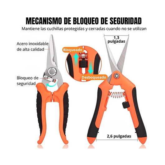 Tijeras De Poda Jardinería En Acero Inoxidable x3 Unidades (3 Tipos de corte) 3