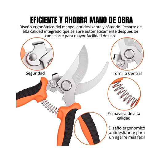 Tijeras De Poda Jardinería En Acero Inoxidable x3 Unidades (3 Tipos de corte) 4