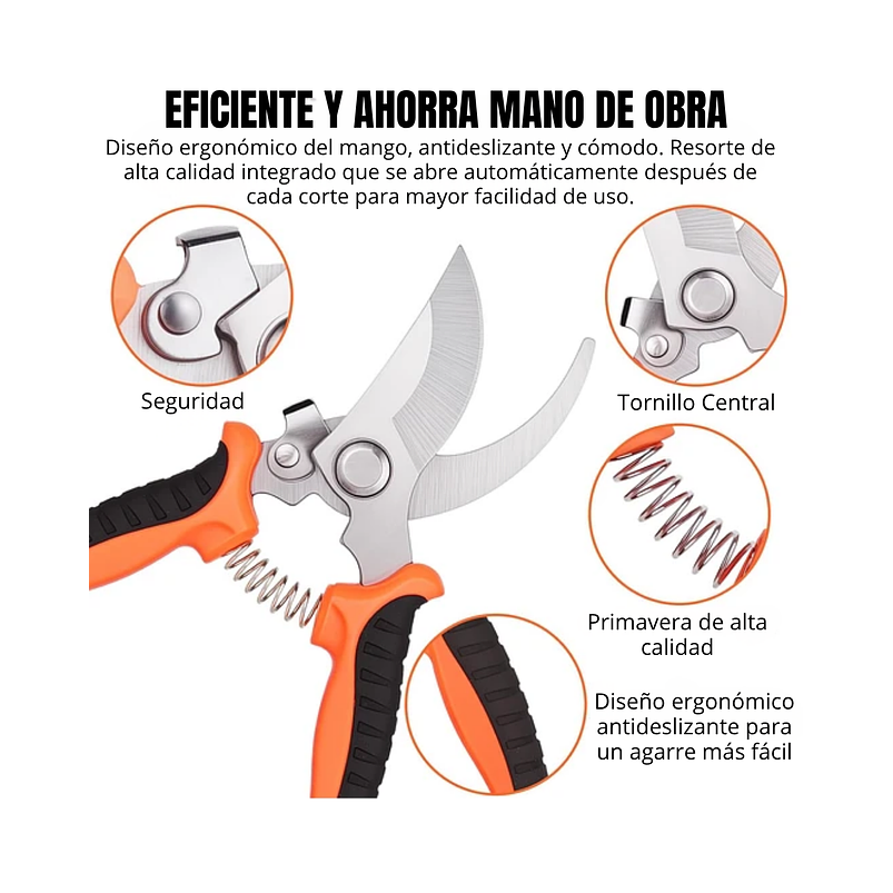 Tijeras De Poda Jardinería En Acero Inoxidable x3 Unidades (3 Tipos de corte) 4