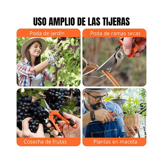 Tijeras De Poda Jardinería En Acero Inoxidable x3 Unidades (3 Tipos de corte) 6