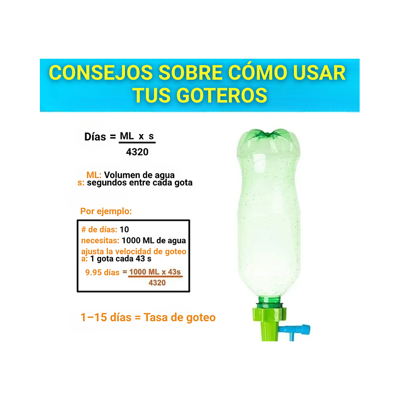 Kit Riego por Goteo Estacas para Botella x 12 Unidades Ajustable 4