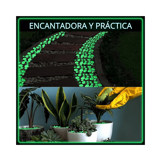 Piedras Luminosas Decoración Jardín x100 Piezas Brillan Oscuridad 12