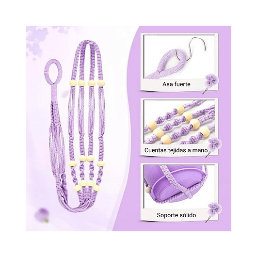 Macramé Colgante más Maceta Plástica para Plantas y Jardín 4