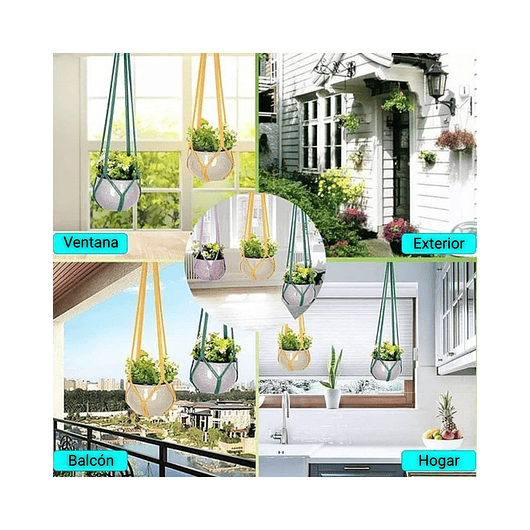 Juego Percha Soporte de Macetas x4 Unidades Colgante Algodon 4