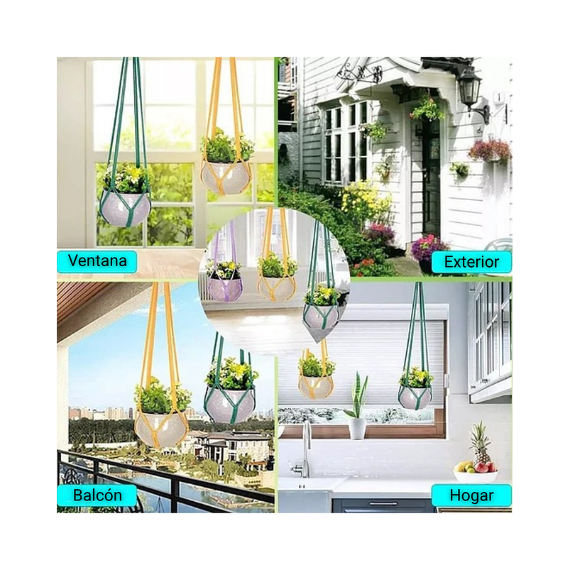 Juego Percha Soporte de Macetas x4 Unidades Colgante Algodon 4