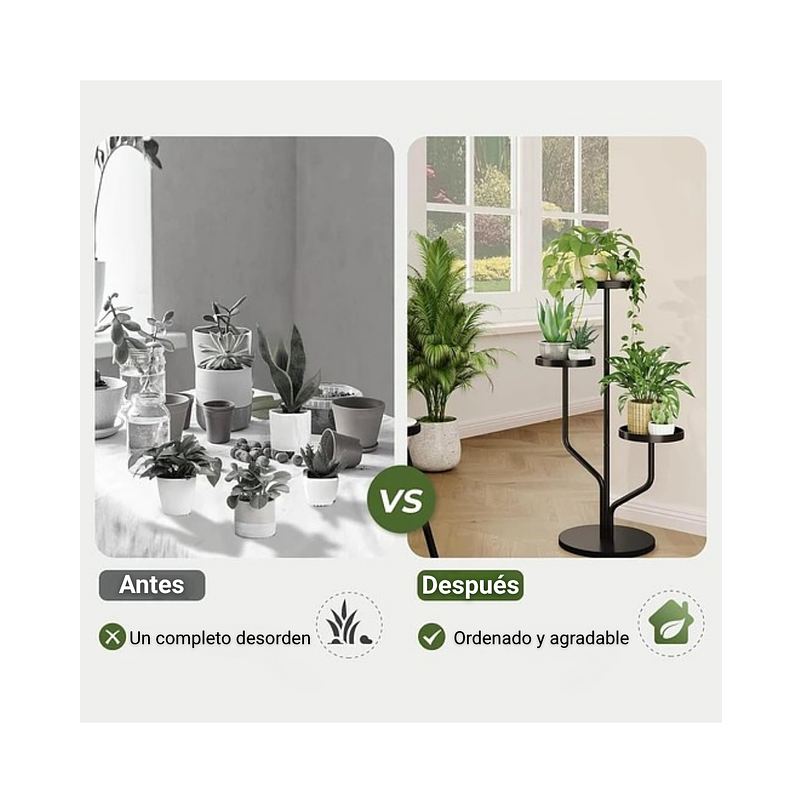 Soporte Alto Para Plantas en Macetas De Interior x3 Niveles Metálico 5