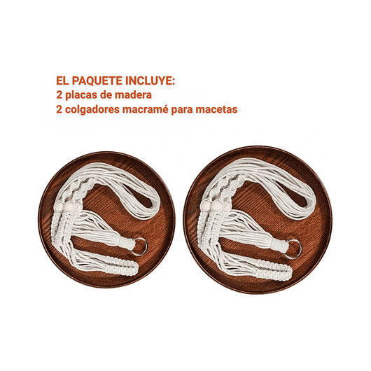 Juego de Soportes Colgador De Plantas Macetas Macrame x2 Unidades 6