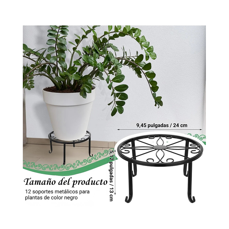 Soporte De Macetas Plantas X2 Unidades Metalico Decorativo 3