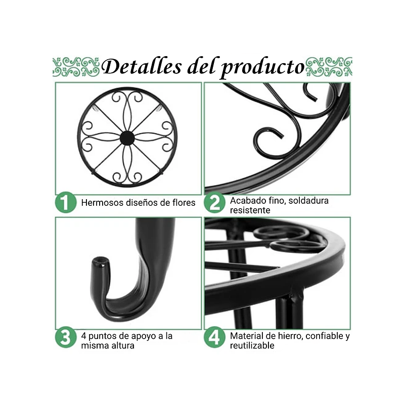 Soporte De Macetas Plantas X2 Unidades Metalico Decorativo 9