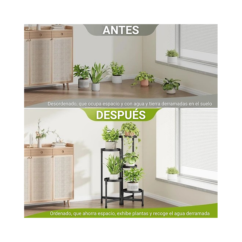 Soporte De Plantas Macetas x5 Puestos Escalonado Metálico 4