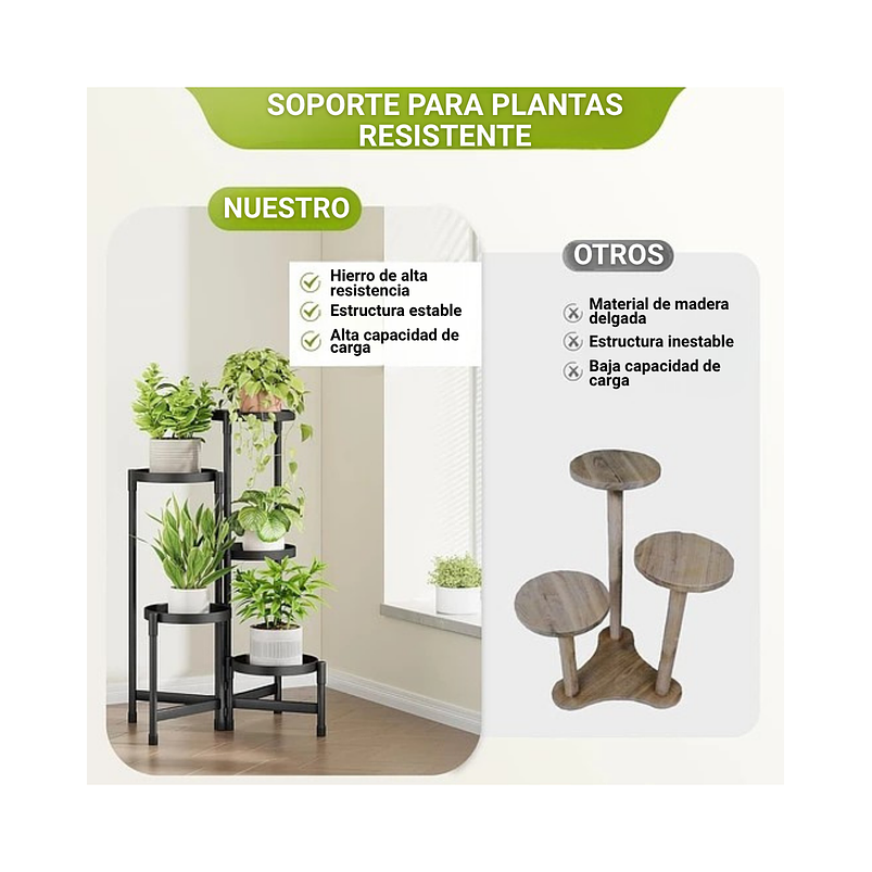 Soporte De Plantas Macetas x5 Puestos Escalonado Metálico 6