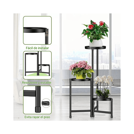 Soporte Para Plantas Macetas Estante Metalico En 3 niveles 6