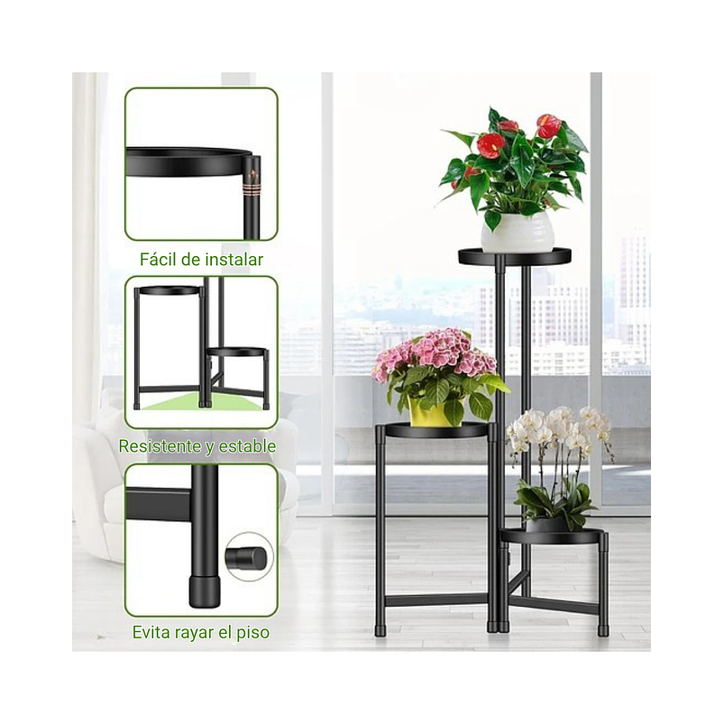 Soporte Para Plantas Macetas Estante Metalico En 3 niveles 6