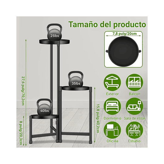 Soporte Para Plantas Macetas Estante Metalico En 3 niveles 7