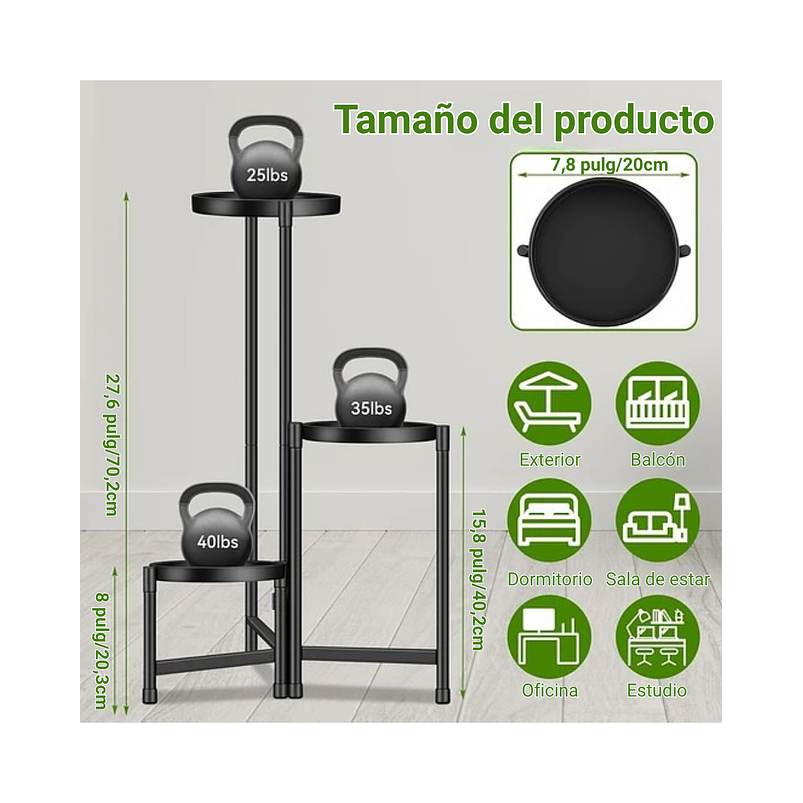 Soporte Para Plantas Macetas Estante Metalico En 3 niveles 7