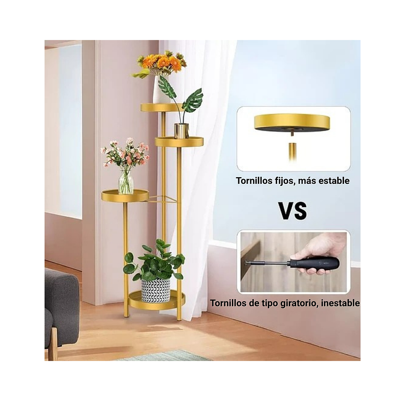 Soporte Macetas De Plantas Metálico En 4 Niveles Decorativo 5
